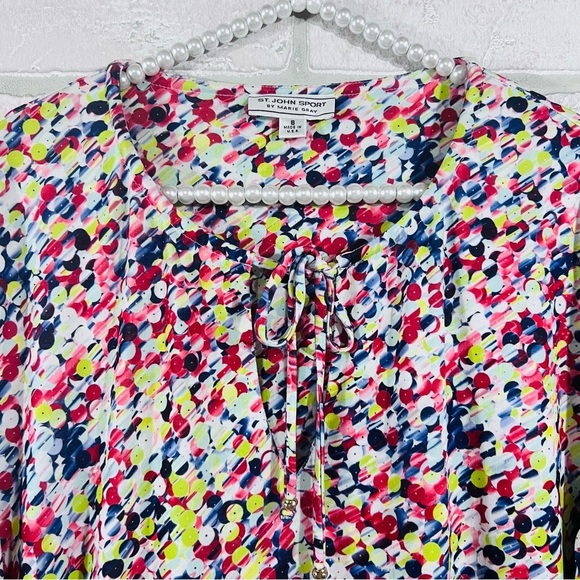 St. John Sport by Marie Gray Multi Color Abstract Print Tunic Top Size S - Picture 6 of 10